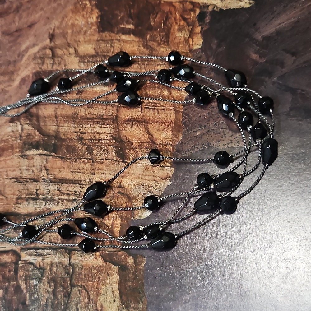 Boutique Black Beaded 5 Strand Necklace - Picture 3 of 7